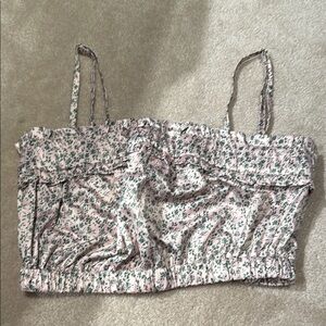 Whiteroom + cactus pink Floral Print Women's crop top size small